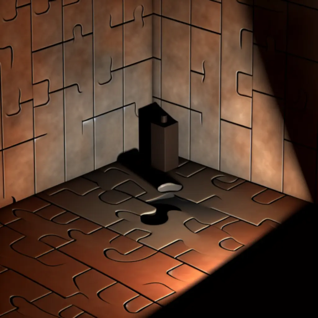 Kontrastowe światło padające na mechaniczny przedmiot w mrocznym pokoju